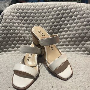 Sole Society Ivory Double Strap Heels